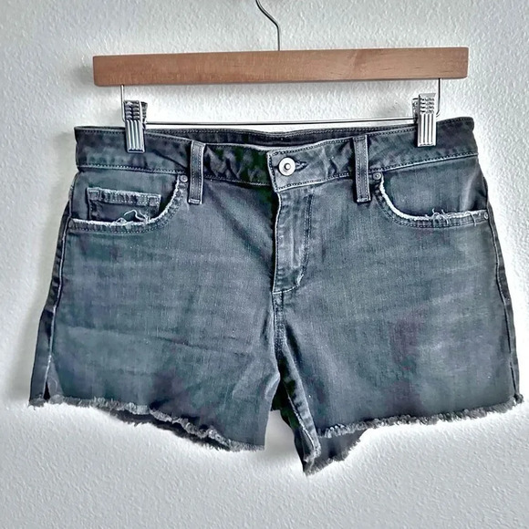 JOE'S JEANS | Black Denim Raw Hem Jean Shorts Short Cutoff | Size 29 - Picture 1 of 8